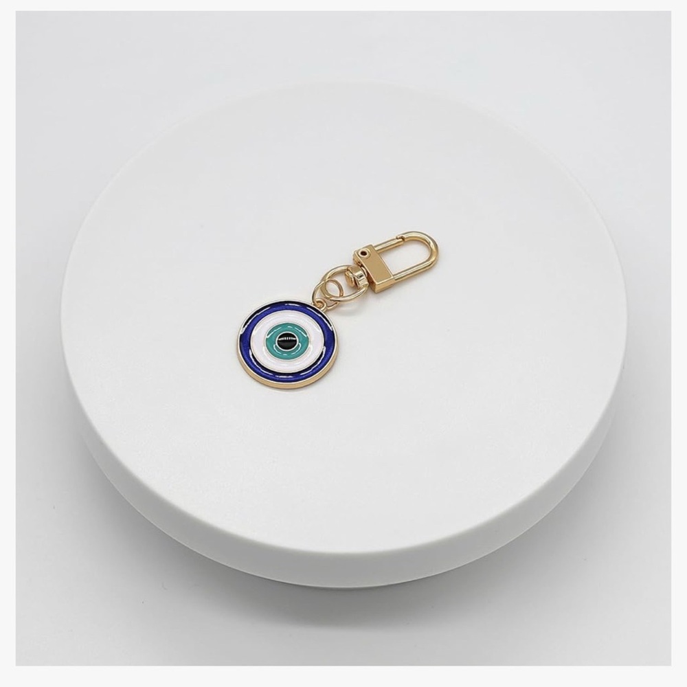 Gold and Blue Evil Eye Keychain